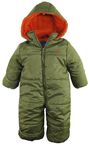 iXtreme Baby Boys Newborn Solid One Piece Puffer Winter Snowsuit, Olive ...