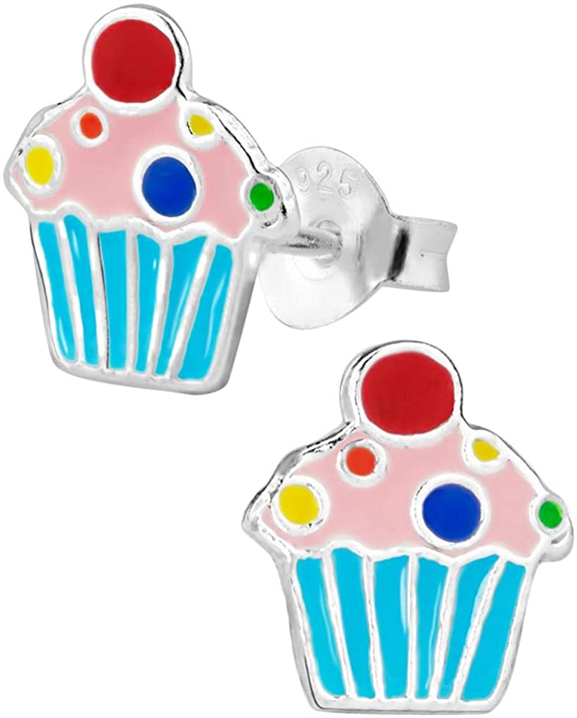 .925 Sterling Silver Hypoallergenic Sprinkles Cupcake Stud Earrings for ...